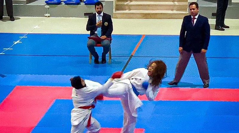 Architecture student wins karate gold CAAD student Nadin Mahmoud (right) at the National Competition. (COURTESY PHOTO)