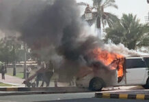 No injuries reported after car engine catches fire